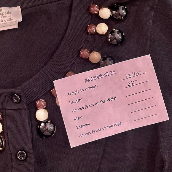 KATE SPADE New York Rio De Janeiro Black Cardigan Sweater Embellished Large - Picture 12 of 12